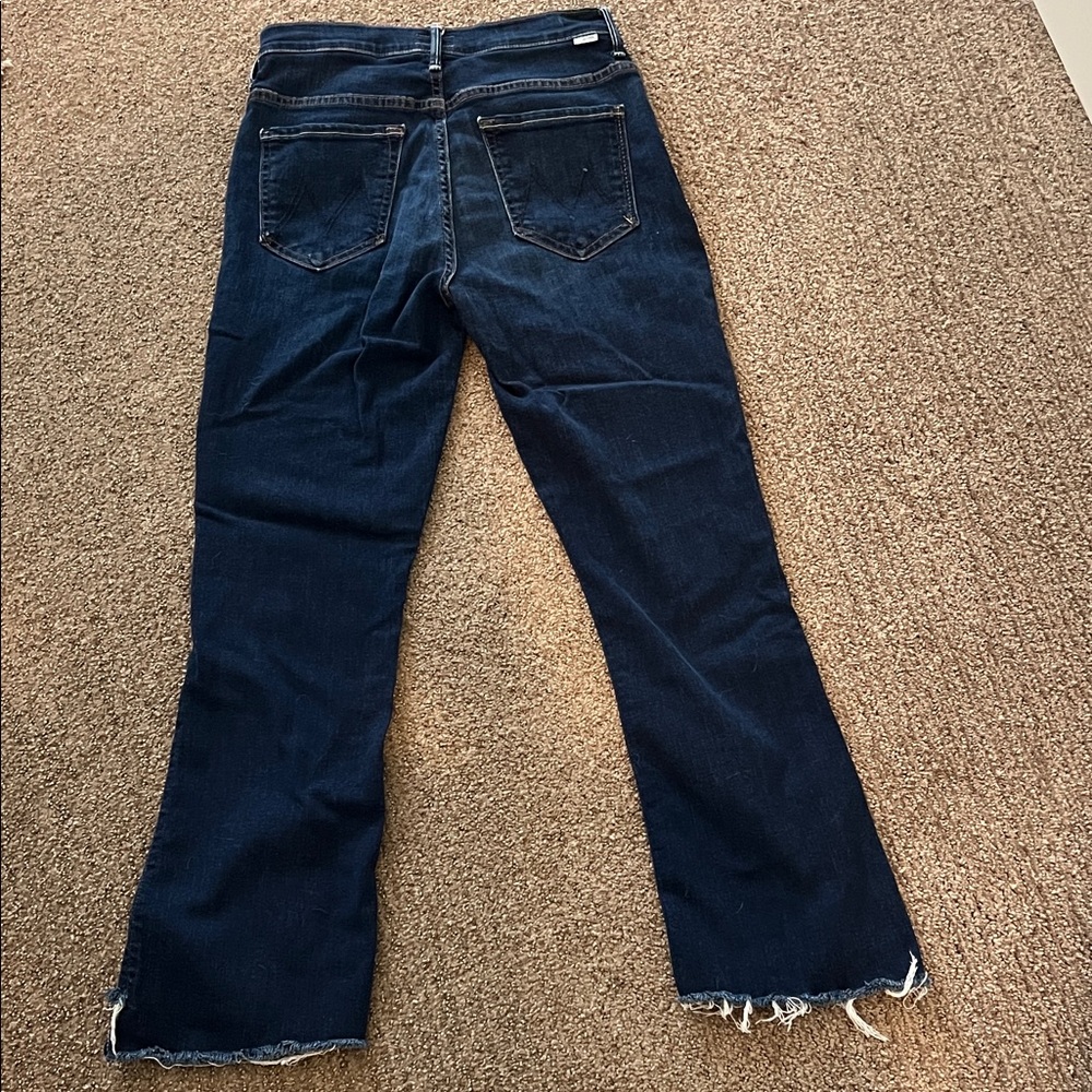 MOTHER Dark Blue Ankle Jeans with Frayed Hem - Picture 3 of 3
